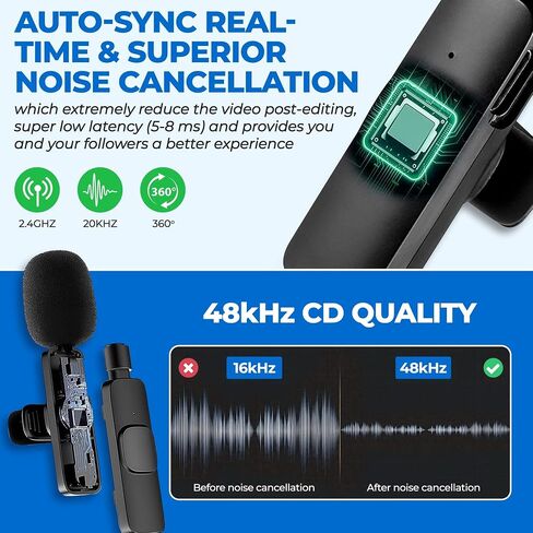 ميكروفون Lavalier لاسلكي احترافي لنظام Android - ميكروفون USB C Lavalier - ميكروفون لاسلكي صغير USB C للهاتف/الكمبيوتر المحمول، ميكروفون مشبك لتسجيل الفيديو، والمقابلات، واليوتيوب، والبث المباشر in Saudi Arabia