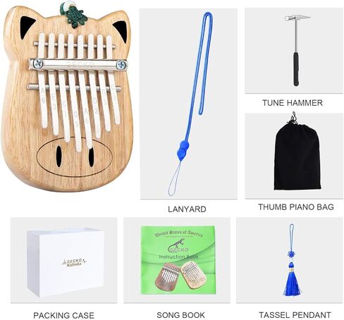 [ترقية] جيكو 8 مفاتيح ميني كاليمبا، بيانو محمول من خشب الكافور، بيانو طبيعي مصنوع يدويًا مع تعليمات الدراسة، هدية للأطفال والكبار المبتدئين (K8mini) in Kuwait