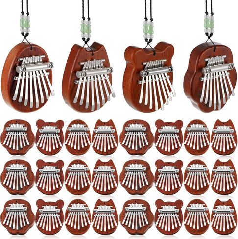 Boao 24 قطعة كاليمبا الصغيرة 8 مفاتيح رائعة إصبع الإبهام البيانو لطيف إصبع البيانو مع الحبل الملحقات البيانو الصغيرة للأطفال البالغين المبتدئين عشاق الموسيقى اللاعبين قلادة هدية، ملفوفة بشكل فردي in Kuwait