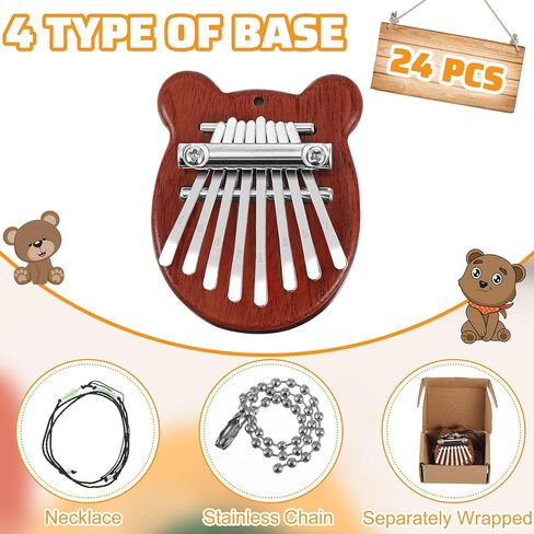 Boao 24 قطعة كاليمبا الصغيرة 8 مفاتيح رائعة إصبع الإبهام البيانو لطيف إصبع البيانو مع الحبل الملحقات البيانو الصغيرة للأطفال البالغين المبتدئين عشاق الموسيقى اللاعبين قلادة هدية، ملفوفة بشكل فردي in Kuwait