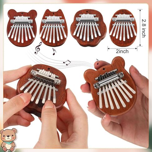 Boao 24 قطعة كاليمبا الصغيرة 8 مفاتيح رائعة إصبع الإبهام البيانو لطيف إصبع البيانو مع الحبل الملحقات البيانو الصغيرة للأطفال البالغين المبتدئين عشاق الموسيقى اللاعبين قلادة هدية، ملفوفة بشكل فردي in Kuwait