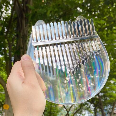 قوس قزح واضح كاليمبا الإبهام البيانو القط على شكل 17 مفتاح الصلبة إصبع البيانو شفافة الجسم لطيف كريستال الاكريليك كاليمبا مع الحالات الصعبة الهدايا للأطفال الكبار مبتدئين مع ضبط المطرقة in Kuwait