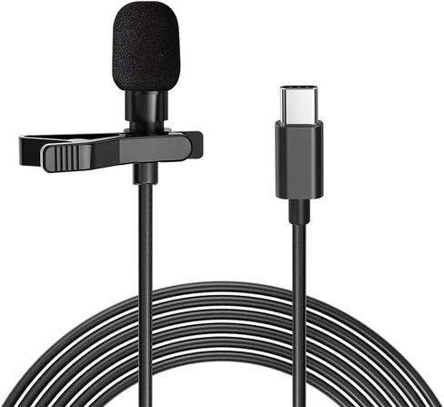 ميكروفون USB C من Lavalier طية صدر السترة سلكي، ميكروفون صغير متعدد الاتجاهات، مشبك مكثف، ميكروفون تسجيل، أنبوب يوتيوب، بث مباشر، مدونة فيديو، مزامنة تلقائية in Kuwait