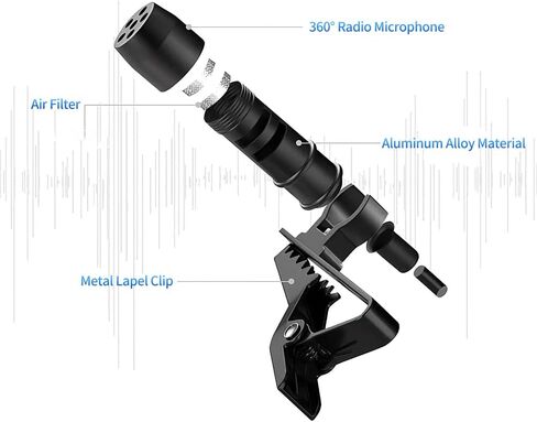 ميكروفون USB C من Lavalier طية صدر السترة سلكي، ميكروفون صغير متعدد الاتجاهات، مشبك مكثف، ميكروفون تسجيل، أنبوب يوتيوب، بث مباشر، مدونة فيديو، مزامنة تلقائية in Kuwait