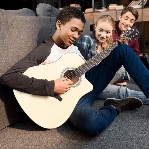 JMFinger Full Size 41 Inch Cutaway Acoustic Guitar for Beginners, Starter Guitar Kits with Bag, Tuner, Strap, Picks, Natural in Saudi Arabia