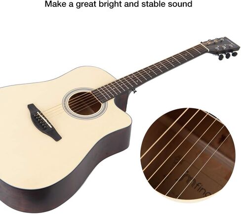 JMFinger Full Size 41 Inch Cutaway Acoustic Guitar for Beginners, Starter Guitar Kits with Bag, Tuner, Strap, Picks, Natural in Saudi Arabia