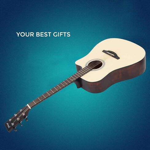 JMFinger Full Size 41 Inch Cutaway Acoustic Guitar for Beginners, Starter Guitar Kits with Bag, Tuner, Strap, Picks, Natural in Saudi Arabia