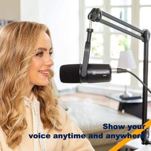 ريلاكارت PM1 ميكروفون ديناميكي قلبي للغناء، البث المباشر، التسجيل الصوتي، ميكروفون XLR Podcast، تقنية عزل الصوت، جميع الإنشاءات المعدنية (أسود) in Saudi Arabia