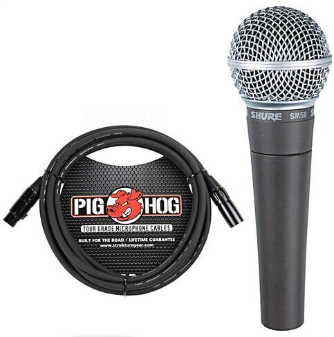 Shure SM58-LC Cardioid Dynamic Vocal Microphone with Pig Hog XLR Mic Cable 10 Ft in Saudi Arabia