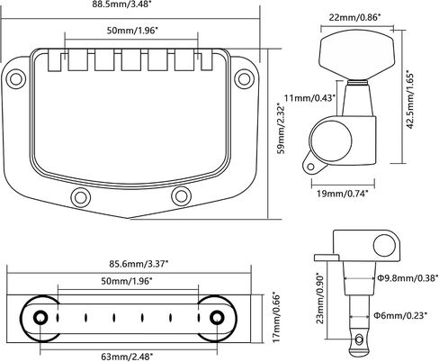 Guitar Adjustable Fixed Bridge Tailpiece with 3L3R Tuning Pegs Include Bridge Tailpiece Cover and Mounting Screws for Vintage Teisco Electric Guitar in Saudi Arabia