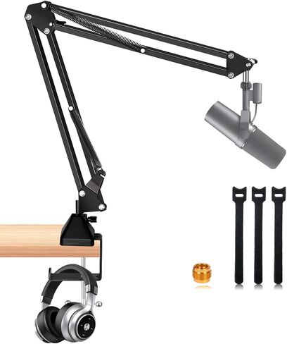Boom Arm for Shure Mic, Upgraded Heavy Duty Shure Sm7b Microphone Stand, Adjustable Suspension Mv7 Boom Arm for Live Streaming, Radio, Podcasting, Gaming, Black in Kuwait