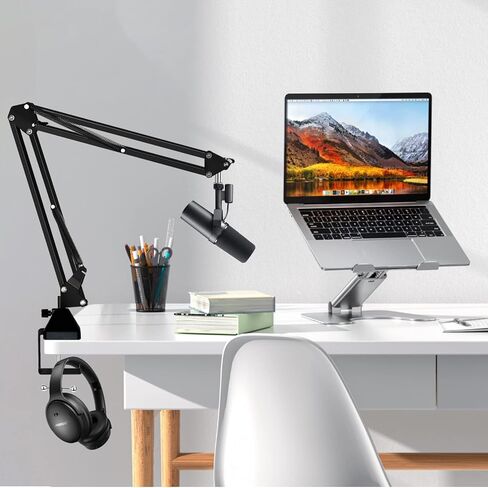 Boom Arm for Shure Mic, Upgraded Heavy Duty Shure Sm7b Microphone Stand, Adjustable Suspension Mv7 Boom Arm for Live Streaming, Radio, Podcasting, Gaming, Black in Kuwait