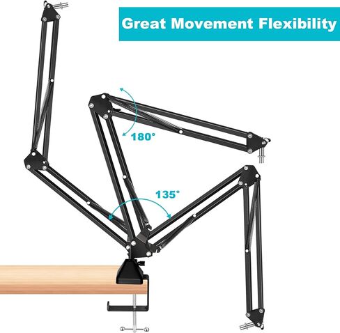 Boom Arm for Shure Mic, Upgraded Heavy Duty Shure Sm7b Microphone Stand, Adjustable Suspension Mv7 Boom Arm for Live Streaming, Radio, Podcasting, Gaming, Black in Kuwait
