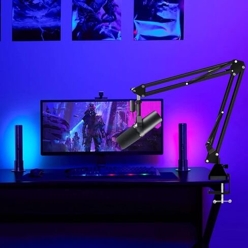 Boom Arm for Shure Mic, Upgraded Heavy Duty Shure Sm7b Microphone Stand, Adjustable Suspension Mv7 Boom Arm for Live Streaming, Radio, Podcasting, Gaming, Black in Kuwait