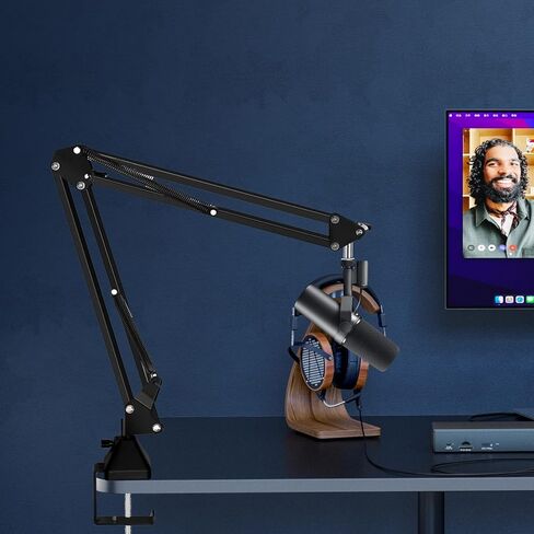 Boom Arm for Shure Mic, Upgraded Heavy Duty Shure Sm7b Microphone Stand, Adjustable Suspension Mv7 Boom Arm for Live Streaming, Radio, Podcasting, Gaming, Black in Kuwait