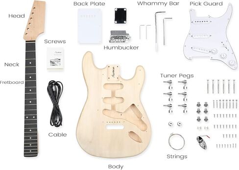 Asmuse DIY طقم جيتار كهربائي، ST Style 6 سلاسل طقم جيتار DIY للمبتدئين والمحترفين، قم ببناء جيتارك الخاص in Kuwait