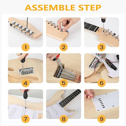 Asmuse DIY طقم جيتار كهربائي، ST Style 6 سلاسل طقم جيتار DIY للمبتدئين والمحترفين، قم ببناء جيتارك الخاص in Kuwait
