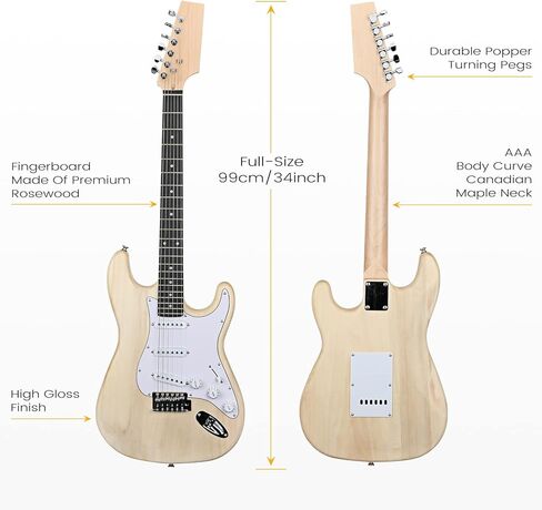 Asmuse DIY طقم جيتار كهربائي، ST Style 6 سلاسل طقم جيتار DIY للمبتدئين والمحترفين، قم ببناء جيتارك الخاص in Kuwait