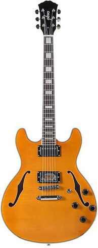 جيتار كهربائي Monoprice Indo Series 6 String Maple Hollow-Body، يمين، رمادي (610500) in Saudi Arabia