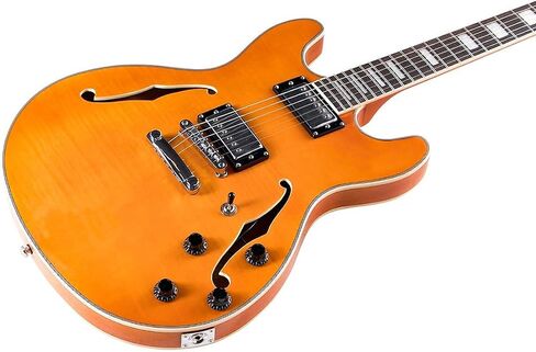 جيتار كهربائي Monoprice Indo Series 6 String Maple Hollow-Body، يمين، رمادي (610500) in Saudi Arabia