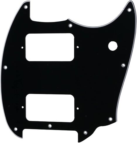 Musiclily Pro 9 Holes Round Corner HH Guitar Pickguard 2 Humbuckers for Squier Bullet Series Mustang Electric Guitar, 3Ply Aged White in Kuwait