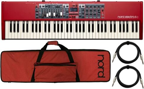 حزمة لوحة مفاتيح Nord Electro 6D 73 Key شبه مرجحة مع حافظة ناعمة وكابلات TRS مقاس 1/4 بوصة (عبوتان) (4 عناصر) in Kuwait
