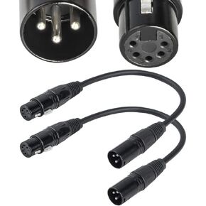 SiYear XLR ذكر 3 دبوس إلى XLR أنثى 5 دبوس & XLR أنثى 3 دبوس إلى XLR ذكر 5 دبوس كابل الصوت، للميكروفون DMX مرحلة الضوء التحول الخ (مجموعة واحدة / 2 حزمة