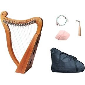 القيثارة الأيرلندية السلتية 19 وترًا مع مفتاح ضبط وحقيبة حمل - ماهوجني in Kuwait