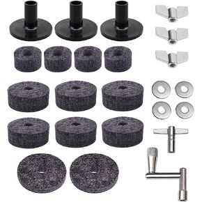 TUOREN Set of 23 Pieces Cymbal Replacement Accessories Cymbal Stand Felts Hi-Hat Clutch Felt and Sleeves with Wing Nuts, Washer,Drum Key in Saudi Arabia