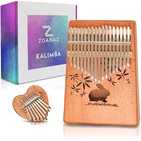 Zoanaz Kalimba Thumb Piano 17 Keys and Mini Kalimba 8 Keys. Gift Box Includes 2 Kalimbas Cute Bunny Heart Shape. Complete Set of Mbira Finger Piano in Kuwait