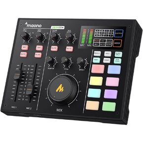 Audio Interface with DJ Mixer and Sound Card, Maonocaster Portable ALL-IN-ONE Podcast Production Studio with XLR Condenser Microphone for Guitar, Live Streaming, PC, Recording, and Gaming (AM100 K1) in Kuwait