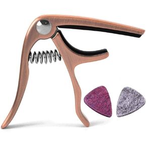 Ukulele Capo, with 2 Felt Picks for Soprano and Concert Ukulele – Professional and Lightweight Mini Size Zinc Alloy 4 String Uke Kapo (Gold) in Saudi Arabia