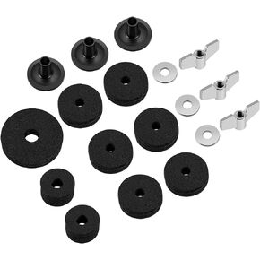 Flexzion 18-Piece Cymbal Accessories Kit - Includes Cymbal Felts and Sleeves with Base, Wing Nuts, Washers, & Hi-Hat Cup & Clutch Felts for Mounting & Securing Cymbals on Drum Sets (Black) in Kuwait