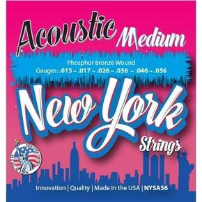 نيويورك سلاسل NYSA56 سلاسل الغيتار الصوتية الفوسفور البرونزية الجرح - متوسط ​​- الابتكار - الجودة - سلاسل نيويورك هي سيمفونية من الأوتار - صنع في الولايات المتحدة الأمريكية in Kuwait