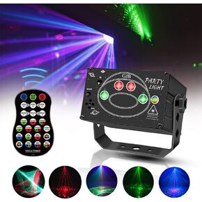 DJ Disco Stage Party Lights, Aurora Effect RGB Sound Activated Laser Light Portable Strobe Stage Lights with Remote Control 3-in-1 Show Projector for Indoor Birthday Party Karaoke Club KTV in Kuwait