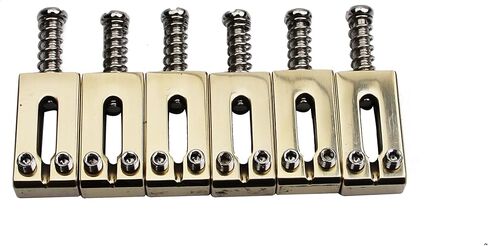 Guyker 10.5MM Guitar Bridge Saddles - Copper Polished Gold Modern Guitar Tremolo Bridge Saddles Compatible with Strat ST Electric Guitar (6 Piece) in Saudi Arabia