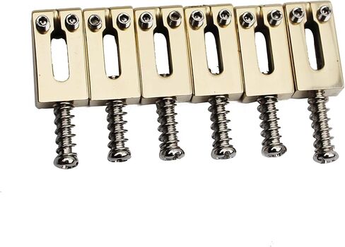 Guyker 10.5MM Guitar Bridge Saddles - Copper Polished Gold Modern Guitar Tremolo Bridge Saddles Compatible with Strat ST Electric Guitar (6 Piece) in Saudi Arabia