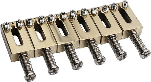 Guyker 10.5MM Guitar Bridge Saddles - Copper Polished Gold Modern Guitar Tremolo Bridge Saddles Compatible with Strat ST Electric Guitar (6 Piece) in Saudi Arabia