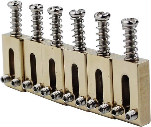 Guyker 10.5MM Guitar Bridge Saddles - Copper Polished Gold Modern Guitar Tremolo Bridge Saddles Compatible with Strat ST Electric Guitar (6 Piece) in Saudi Arabia
