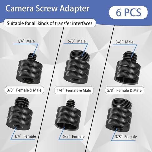 محول حامل ميكروفون بـ6 موديلات من دي ان اس بابي، 5/8 انثى الى 3/8 ذكر، 3/8 انثى الى 5/8 ذكر، 5/8 انثى الى 1/4 ذكر، 1/4 انثى الى 5/8 ذكر، 3/8 انش انثى الى 1/4 انش ذكر، 1/4 انش انثى الى 3/20.3 ذكر in Kuwait
