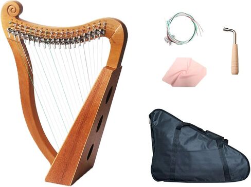 القيثارة الأيرلندية السلتية 19 وترًا مع مفتاح ضبط وحقيبة حمل - ماهوجني in Kuwait