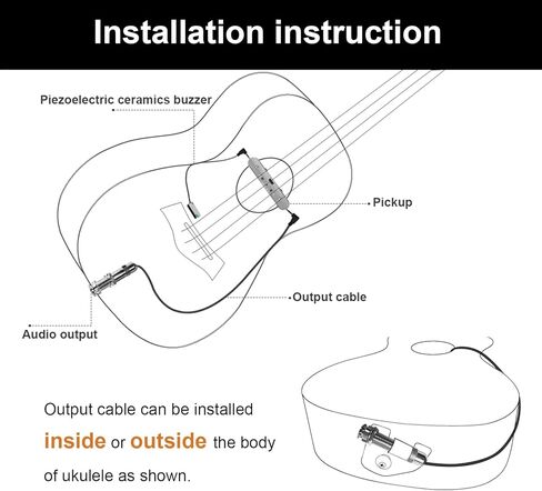 Ranch Ukulele Pickup Piezoelectric Dual-System Acoustic Pickup for 21 Inch – 30 Inch Ukulele with Buzzer in Kuwait