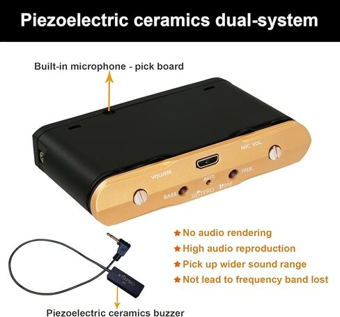 Ranch Ukulele Pickup Piezoelectric Dual-System Acoustic Pickup for 21 Inch – 30 Inch Ukulele with Buzzer in Kuwait