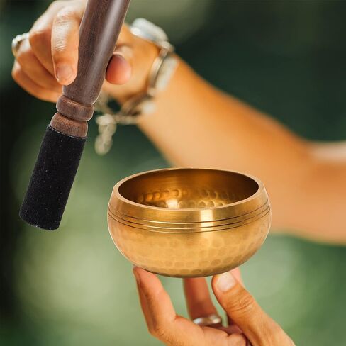 The7boX Tibetan Singing Bowl Set- 7 Chakra Crystal Stones Handcrafted For Meditation, Mindfulness, Yoga, Spiritual Healing And Stress Relief With Mallet And Cushion, Lotus Incense Holder in Kuwait