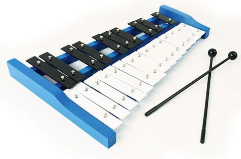 إكسيليفون سوبرانو غلوكينسبيل خشبي أزرق احترافي مع 25 مفتاحًا معدنيًا للبالغين والأطفال - يتضمن 2 مضرب بلاستيكي in Kuwait