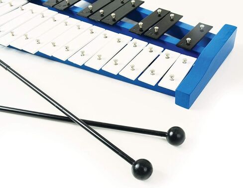 إكسيليفون سوبرانو غلوكينسبيل خشبي أزرق احترافي مع 25 مفتاحًا معدنيًا للبالغين والأطفال - يتضمن 2 مضرب بلاستيكي in Kuwait