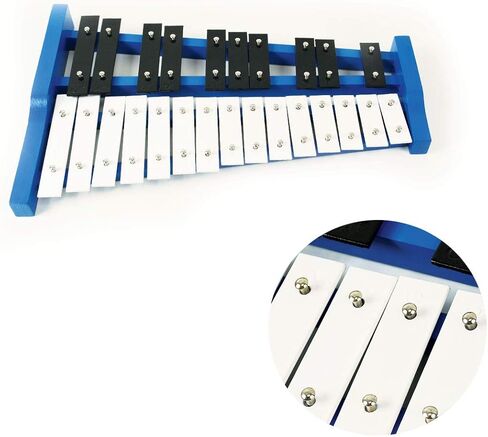 إكسيليفون سوبرانو غلوكينسبيل خشبي أزرق احترافي مع 25 مفتاحًا معدنيًا للبالغين والأطفال - يتضمن 2 مضرب بلاستيكي in Kuwait