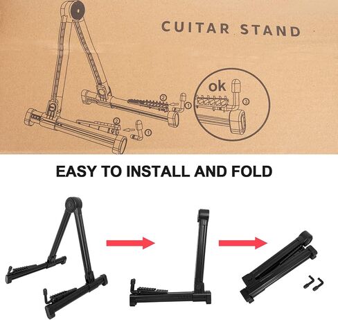 حامل جيتار، حامل أرضية جيتار Muscab المحمول مع سيليكون غير قابل للانزلاق، حامل جيتار إطاري للجيتار الصوتي/الكهربائي/الكلاسيكي والمزيد in Kuwait