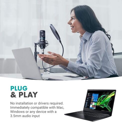 Movo Smartphone Podcast Recording Microphone Kit - 2 Pack Condenser Microphones, 2 Desktop Mic Stands, 2 Pop Filters, 2-Channel XLR Interface with Lightning Output - Compatible with iPhone, iPad, iOS in Saudi Arabia
