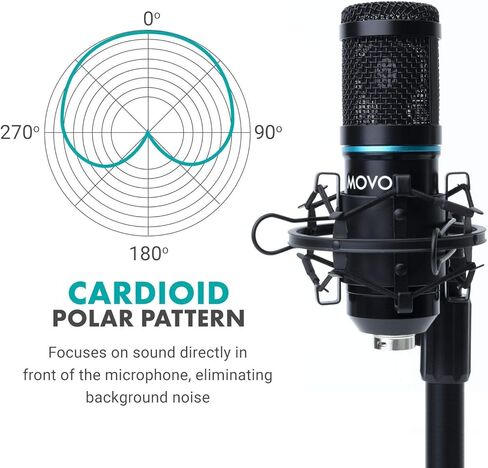 Movo Smartphone Podcast Recording Microphone Kit - 2 Pack Condenser Microphones, 2 Desktop Mic Stands, 2 Pop Filters, 2-Channel XLR Interface with Lightning Output - Compatible with iPhone, iPad, iOS in Saudi Arabia